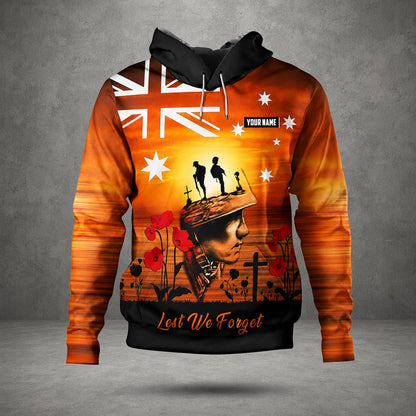 Custom Name Australian Defence Force Lest We Forget Anzac Day Remembrance Hoodie