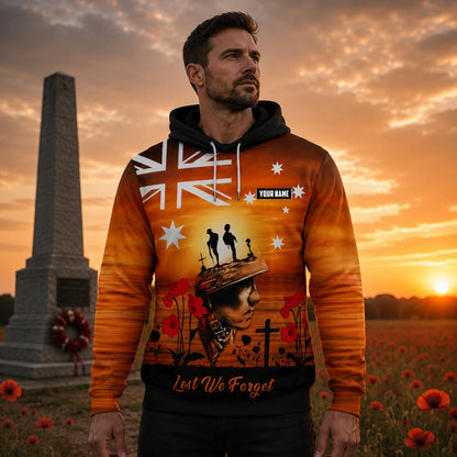 Custom Name Australian Defence Force Lest We Forget Anzac Day Remembrance Hoodie