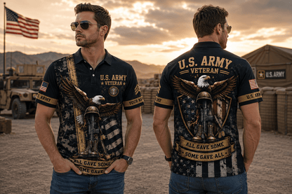 All Gave Some Some Gave All Polo Shirt, US Air Force American Bald Eagle Polo Shirt