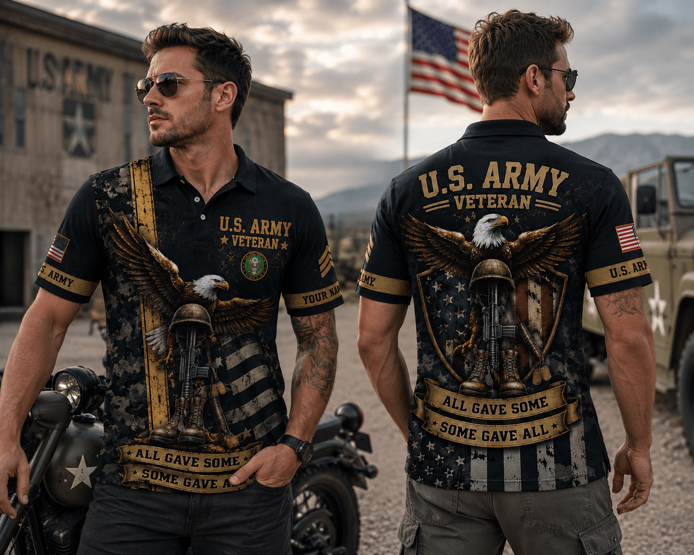 All Gave Some Some Gave All Polo Shirt, US Air Force American Bald Eagle Polo Shirt