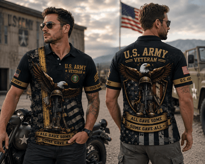 All Gave Some Some Gave All Polo Shirt, US Air Force American Bald Eagle Polo Shirt