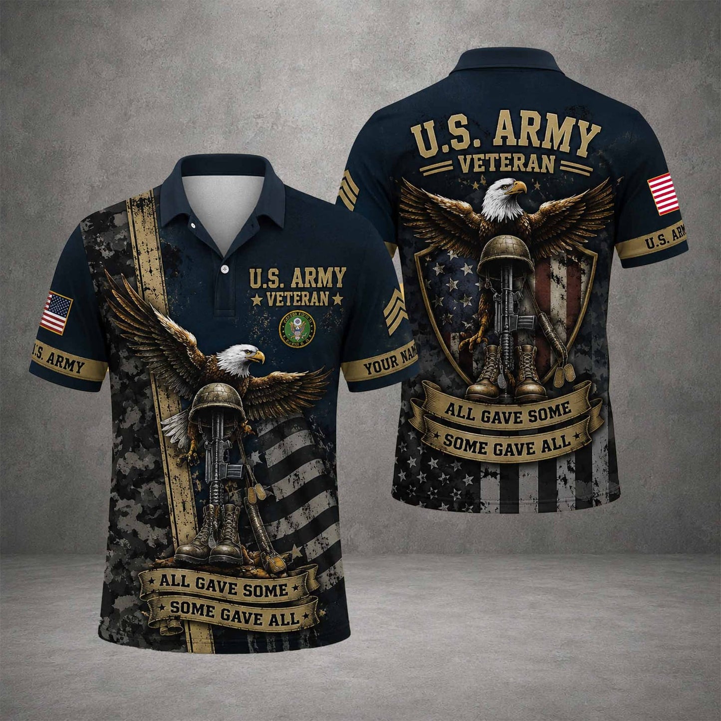 All Gave Some Some Gave All Polo Shirt, US Air Force American Bald Eagle Polo Shirt