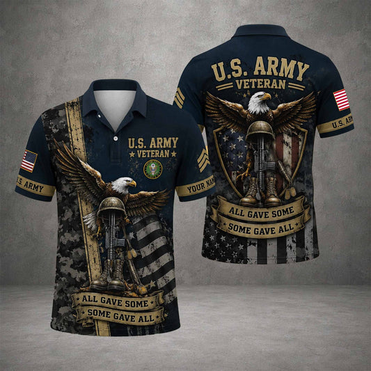 All Gave Some Some Gave All Polo Shirt, US Air Force American Bald Eagle Polo Shirt