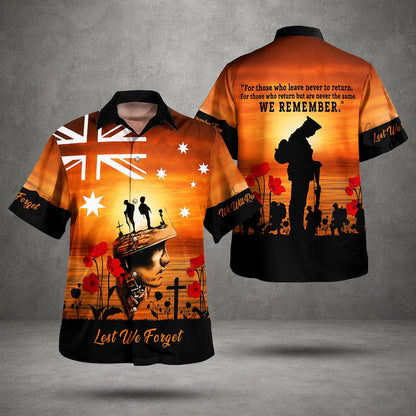 Australian Defence Force Hawaiian Shirt, Lest We Forget Remembrance Day Anzac Day Shirt