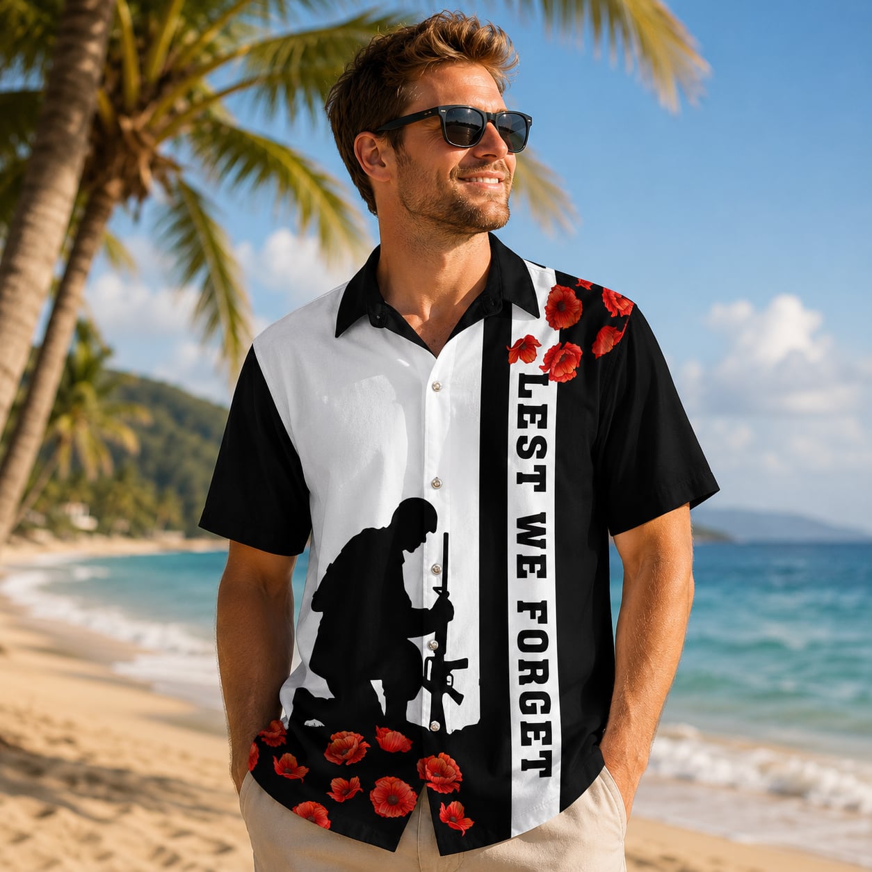 Australian Defence Force Anzac Day Hawaiian Shirt, Lest We Forget Remembrance Military Gift