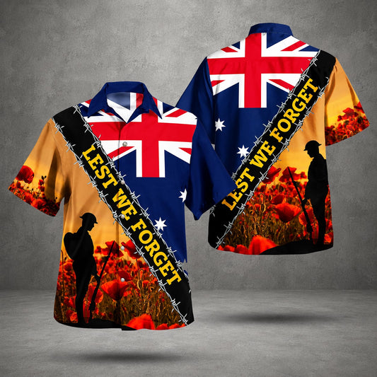 Lest We Forget Hawaiian Shirt, Australian Defence Force Remembrance Day Anzac Day Shirt