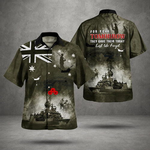 Australian Defence Force Anzac Day Shirt, Lest We Forget Military Hawaiian Shirt For Men