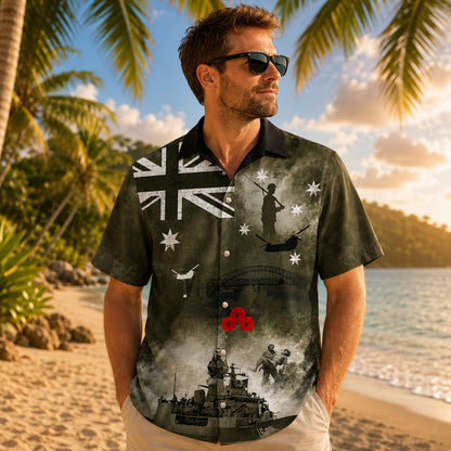 Australian Defence Force Anzac Day Shirt, Lest We Forget Military Hawaiian Shirt For Men