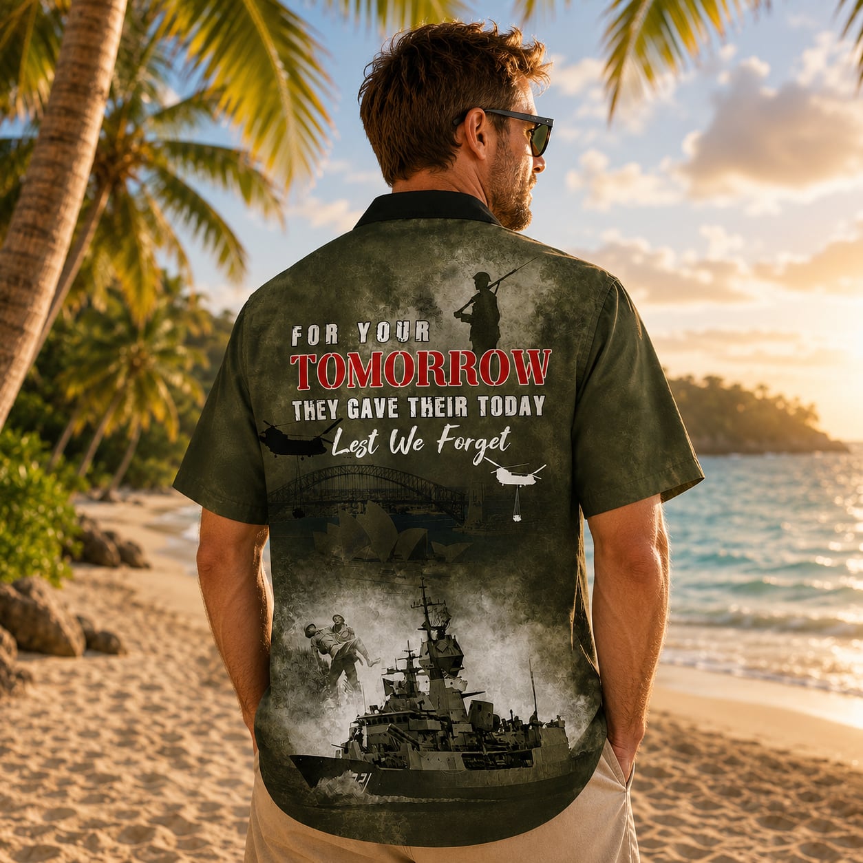 Australian Defence Force Anzac Day Shirt, Lest We Forget Military Hawaiian Shirt For Men