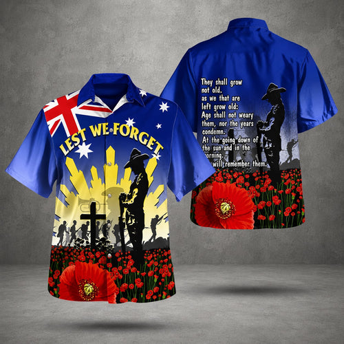 Australian Military Hawaiian Shirt, Anzac Day Remembrance Shirt, Defence Force Veteran Gift