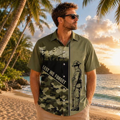 Australian Defence Force Memorial Hawaiian Shirt, Lest We Forget Anzac Day Military Shirt
