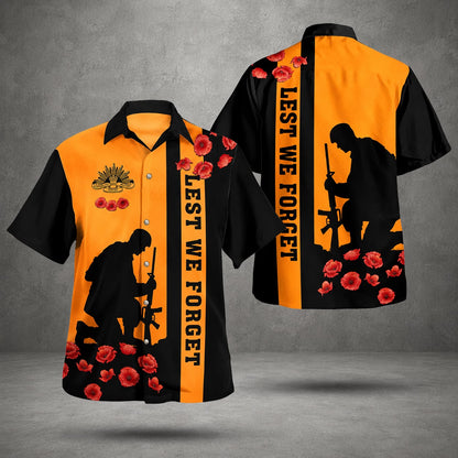 Australian Military Hawaiian Shirt, Lest We Forget Anzac Day Remembrance Day Gift