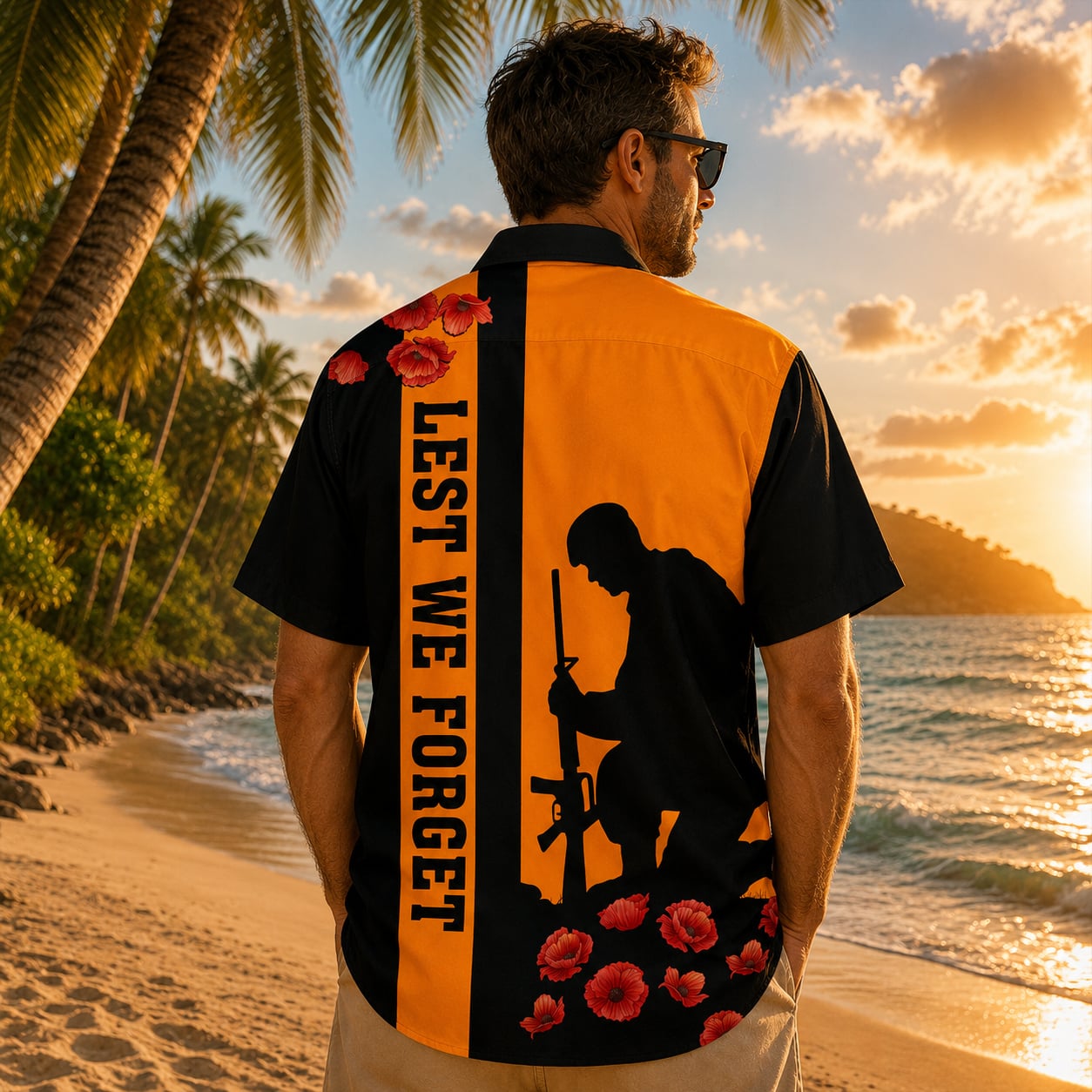 Australian Military Hawaiian Shirt, Lest We Forget Anzac Day Remembrance Day Gift