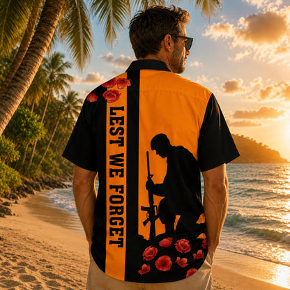 Australian Military Hawaiian Shirt, Lest We Forget Anzac Day Remembrance Day Gift