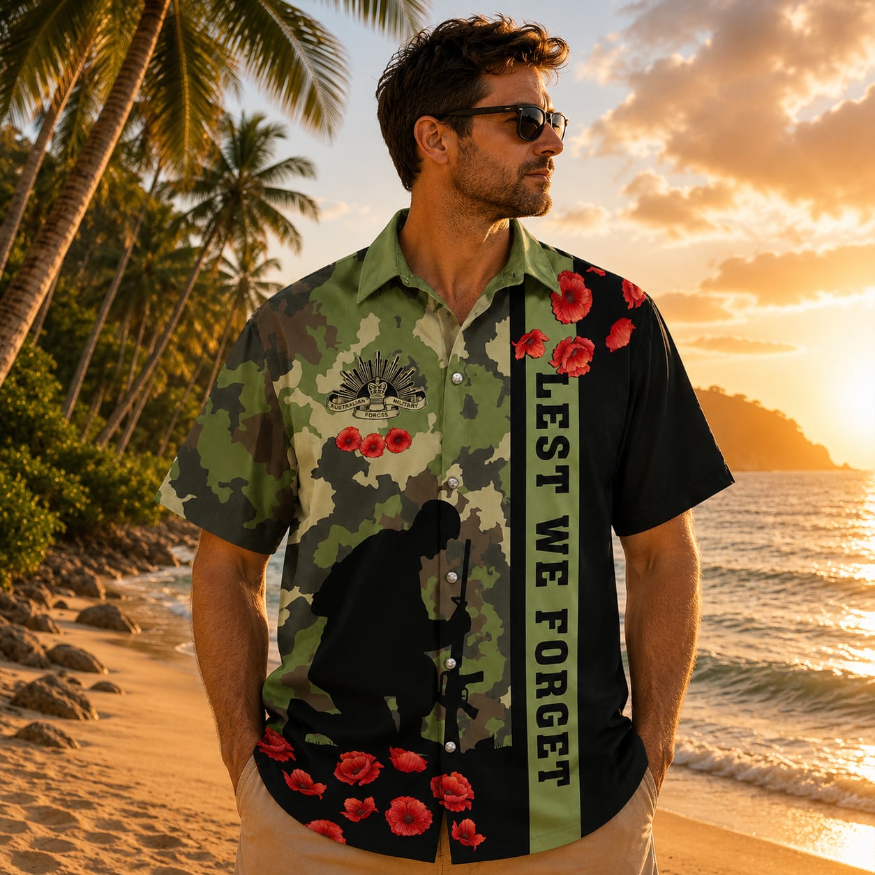 Australian Defence Force Anzac Day Hawaiian Shirt, Lest We Forget Military Veteran Gift