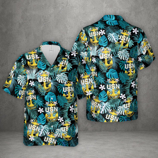 US Navy Master Chief Anchor Hawaiian Shirt, Patriotic Military Aloha Shirt