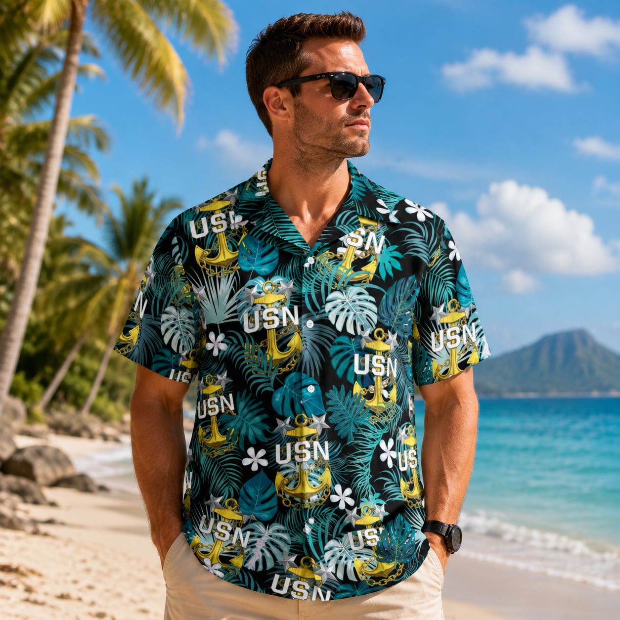 US Navy Master Chief Anchor Hawaiian Shirt, Patriotic Military Aloha Shirt