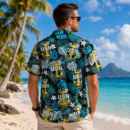 US Navy Master Chief Anchor Hawaiian Shirt, Patriotic Military Aloha Shirt