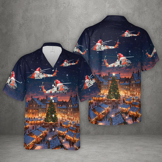 US Coast Guard Sikorsky MH-60 Jayhawk Helicopter Christmas Hawaiian Shirt
