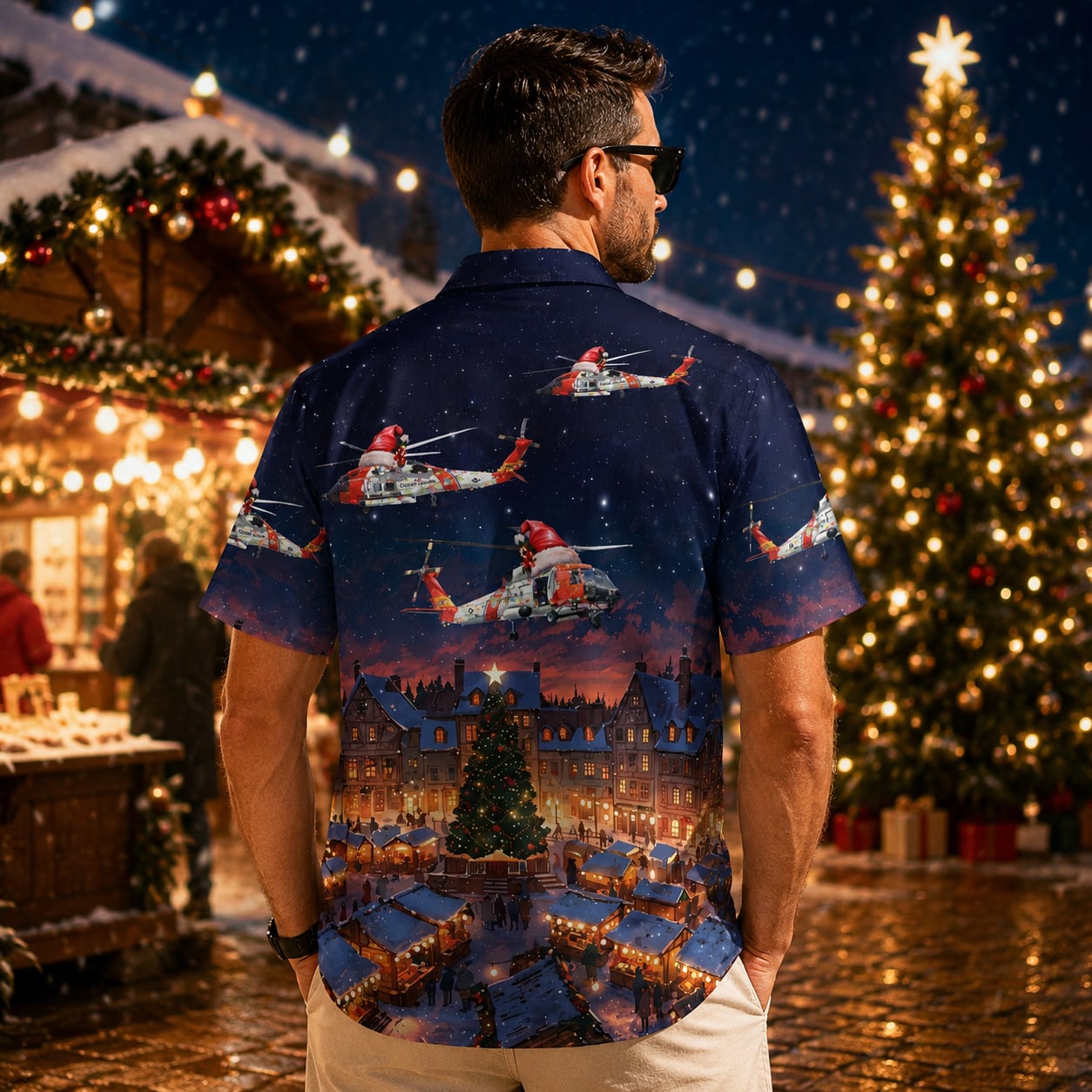 US Coast Guard Sikorsky MH-60 Jayhawk Helicopter Christmas Hawaiian Shirt
