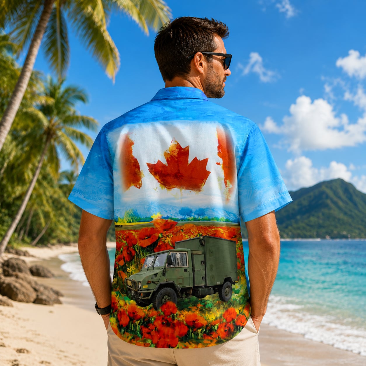 Canadian Army LSVW Military Truck, Remembrance Day Hawaiian Shirt
