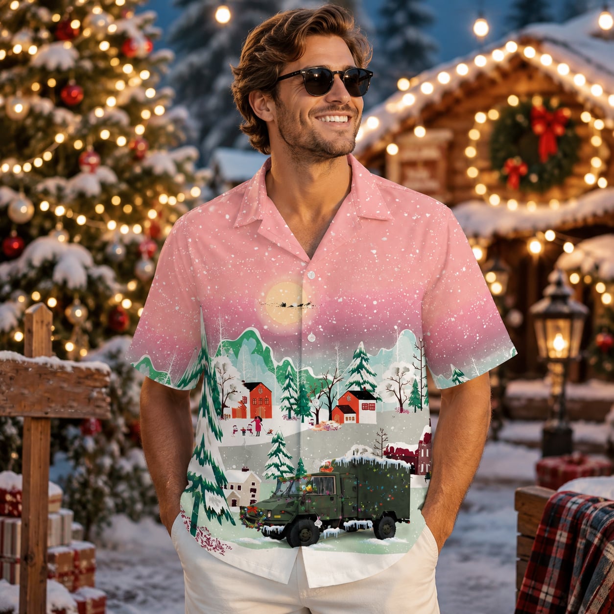 Canadian Army LSVW Military Truck Christmas Hawaiian Shirt
