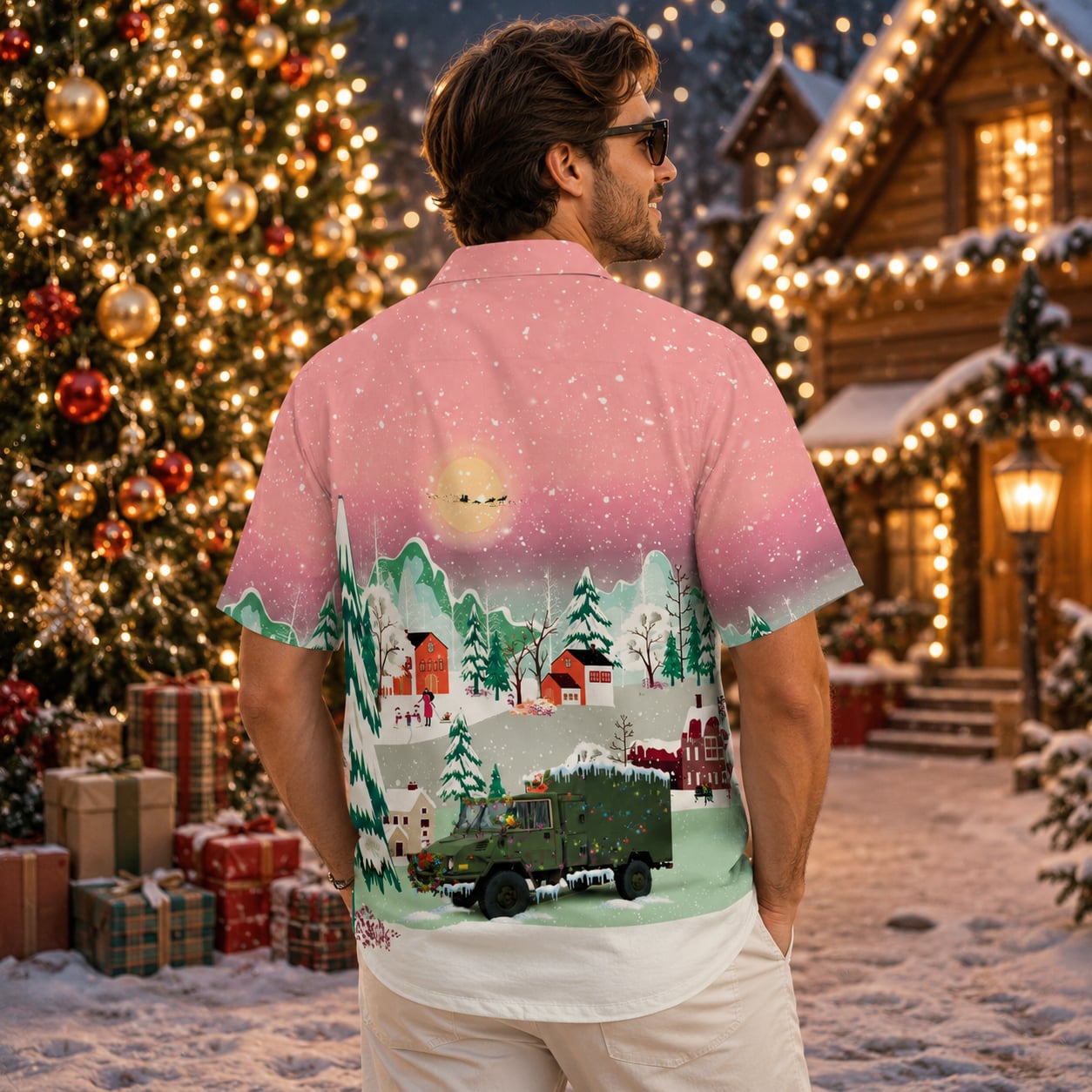 Canadian Army LSVW Military Truck Christmas Hawaiian Shirt
