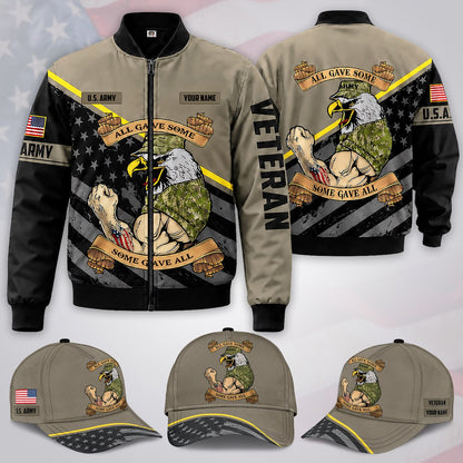 Custom Name All Gave Some US Army Veteran Military Bomber Jacket / Combo