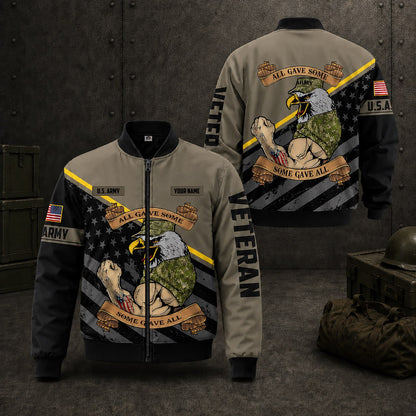 Custom Name All Gave Some US Army Veteran Military Bomber Jacket / Combo