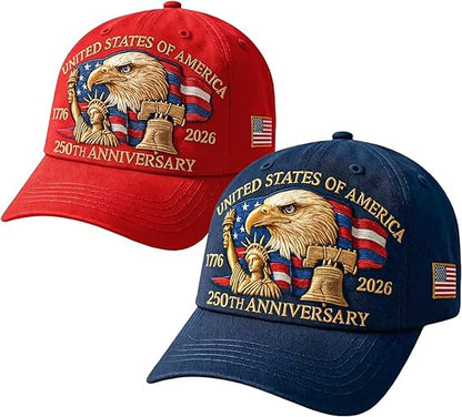 250th Anniversary USA Hat Eagle, 1776-2026 Embroidery Patriotic Baseball Cap