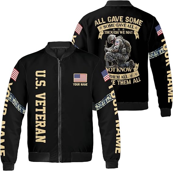 Custom Name & AOP Veteran Bomber Jacket