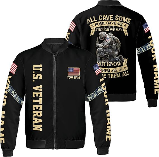Custom Name & AOP Veteran Bomber Jacket