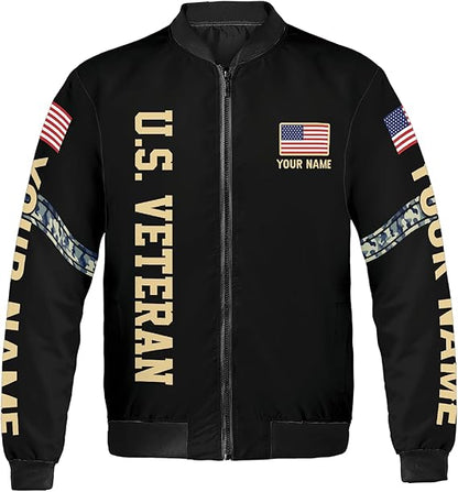 Custom Name & AOP Veteran Bomber Jacket