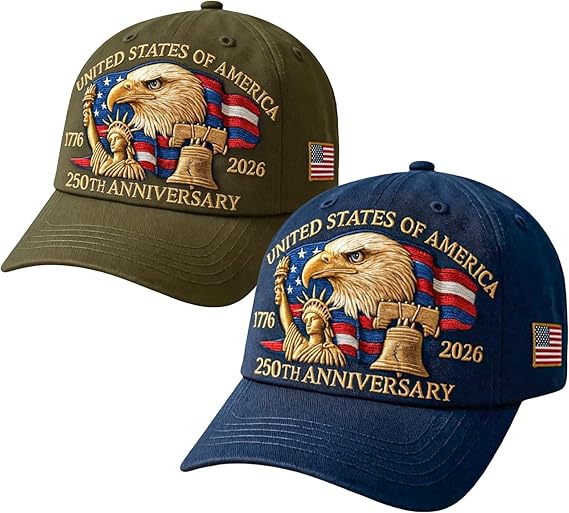 250th Anniversary USA Hat Eagle, 1776-2026 Embroidery Patriotic Baseball Cap