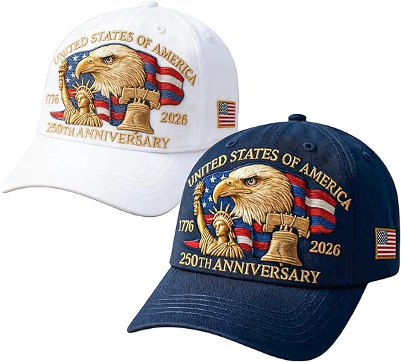 250th Anniversary USA Hat Eagle, 1776-2026 Embroidery Patriotic Baseball Cap