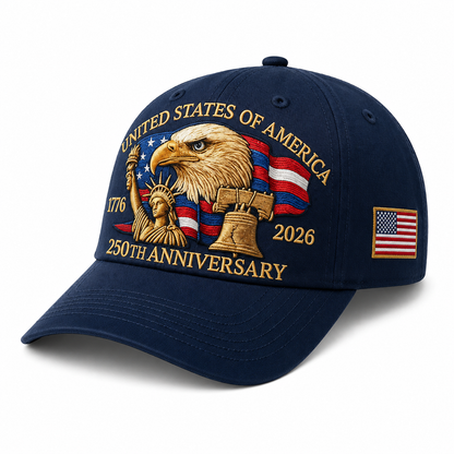 250th Anniversary USA Hat Eagle, 1776-2026 Embroidery Patriotic Baseball Cap