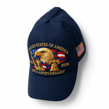 250th Anniversary USA Hat Eagle, 1776-2026 Embroidery Patriotic Baseball Cap